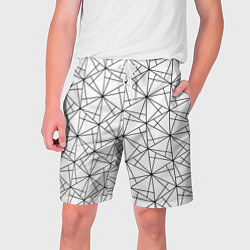 Шорты на шнурке мужские Чёрно-белый геометрический треугольный узор, цвет: 3D-принт