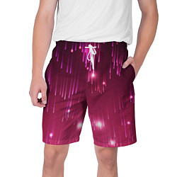 Шорты на шнурке мужские Светящиеся розовые линии, цвет: 3D-принт