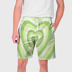 Шорты на шнурке мужские Зеленые сердца - индикид паттерн, цвет: 3D-принт