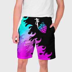 Шорты на шнурке мужские Green Day неоновый огонь, цвет: 3D-принт