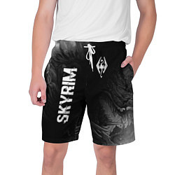 Шорты на шнурке мужские Skyrim glitch на темном фоне: надпись, символ, цвет: 3D-принт
