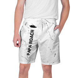Мужские шорты Papa Roach glitch на светлом фоне: по-вертикали
