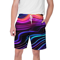 Шорты на шнурке мужские Неоновые волны, цвет: 3D-принт