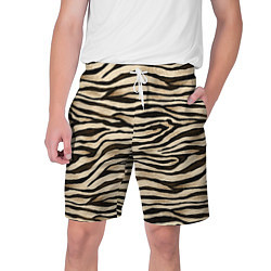 Шорты на шнурке мужские Шкура зебры и белого тигра, цвет: 3D-принт