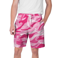 Шорты на шнурке мужские Камуфляж в розовом, цвет: 3D-принт