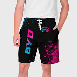 Мужские шорты BYD - neon gradient: надпись, символ