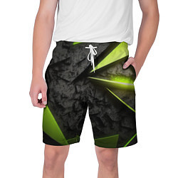 Шорты на шнурке мужские Зеленые абстрактные осколки, цвет: 3D-принт