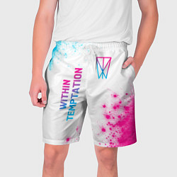 Мужские шорты Within Temptation neon gradient style: надпись, си