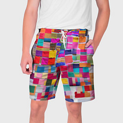 Шорты на шнурке мужские Разноцветные лоскутки, цвет: 3D-принт