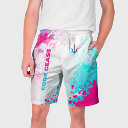 Мужские шорты Code Geass neon gradient style: надпись, символ