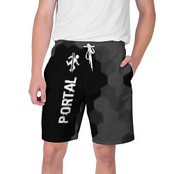 Мужские шорты Portal glitch на темном фоне: по-вертикали