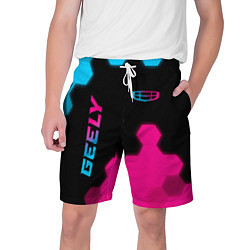 Мужские шорты Geely - neon gradient: надпись, символ