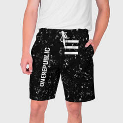 Мужские шорты OneRepublic glitch на темном фоне: надпись, символ