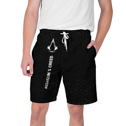 Мужские шорты Assassins Creed glitch на темном фоне: по-вертикал