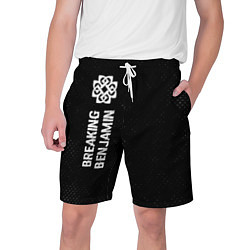 Мужские шорты Breaking Benjamin glitch на темном фоне: по-вертик