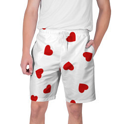 Мужские шорты Красные сердечки на белом