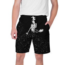Шорты на шнурке мужские Космонавт пылесосит звезды, цвет: 3D-принт