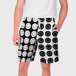 Шорты на шнурке мужские Smiley black and white, цвет: 3D-принт