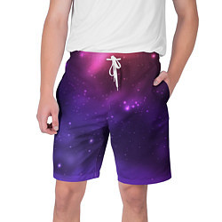 Шорты на шнурке мужские Разноцветный космос - неоновое свечение, цвет: 3D-принт
