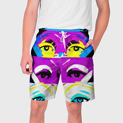 Шорты на шнурке мужские Eyes - pop art - neural network, цвет: 3D-принт