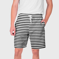 Шорты на шнурке мужские Белый в чёрную полоску, цвет: 3D-принт