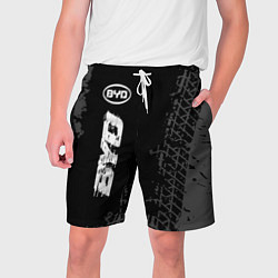 Шорты на шнурке мужские BYD speed на темном фоне со следами шин: по-вертик, цвет: 3D-принт