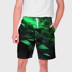Шорты на шнурке мужские Зеленые квадратные плиты, цвет: 3D-принт