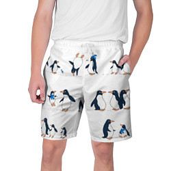 Мужские шорты Семейство пингвинов на прогулке
