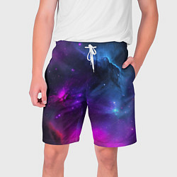 Шорты на шнурке мужские Бескрайний космос фиолетовый, цвет: 3D-принт