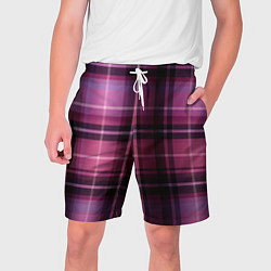 Шорты на шнурке мужские Фиолетовая шотландская клетка, цвет: 3D-принт