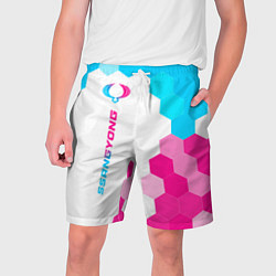Шорты на шнурке мужские SsangYong neon gradient style по-вертикали, цвет: 3D-принт