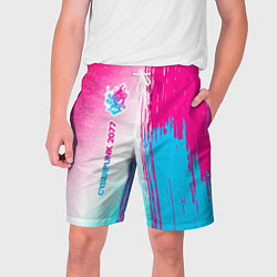 Мужские шорты Cyberpunk 2077 neon gradient style по-вертикали