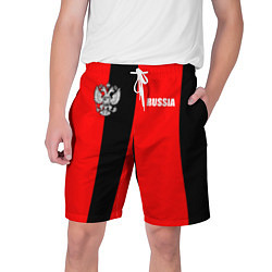 Шорты на шнурке мужские Красный и черный - герб РФ, цвет: 3D-принт