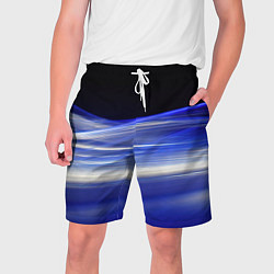 Шорты на шнурке мужские Синие волны на черном, цвет: 3D-принт