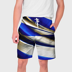 Шорты на шнурке мужские Blue white abstract, цвет: 3D-принт