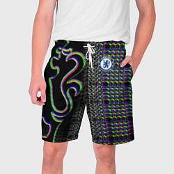 Шорты на шнурке мужские Chelsea fc glitch, цвет: 3D-принт