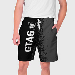 Шорты на шнурке мужские GTA6 glitch на темном фоне по-вертикали, цвет: 3D-принт