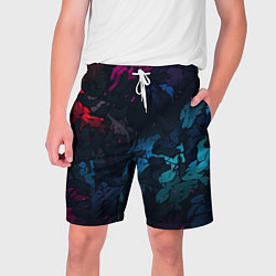 Шорты на шнурке мужские Темная цветная абстракция пятнами, цвет: 3D-принт