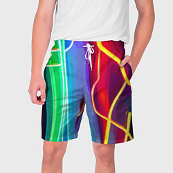 Шорты на шнурке мужские Абстрактные цветные полосы - композиция, цвет: 3D-принт