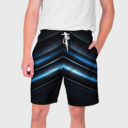Мужские шорты Синий неоновый яркий свет на черном абстрактном фо