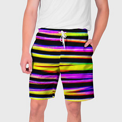 Шорты на шнурке мужские Цветные неоновые полосы, цвет: 3D-принт