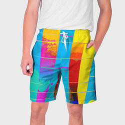 Шорты на шнурке мужские Цветная абстракция - поп арт, цвет: 3D-принт