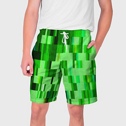 Шорты на шнурке мужские Зелёный глитч, цвет: 3D-принт