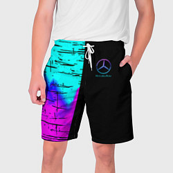 Шорты на шнурке мужские Mercedes benz неон текстура, цвет: 3D-принт