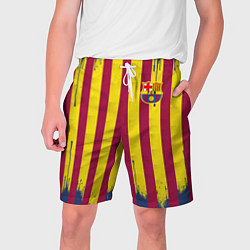 Шорты на шнурке мужские Полосатые цвета футбольного клуба Барселона, цвет: 3D-принт