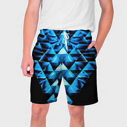 Шорты на шнурке мужские Синие абстрактные ромбики, цвет: 3D-принт