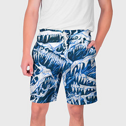 Мужские шорты Белые клыки на синем фоне