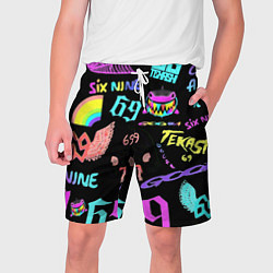 Шорты на шнурке мужские 6ix9ine logo rap bend, цвет: 3D-принт