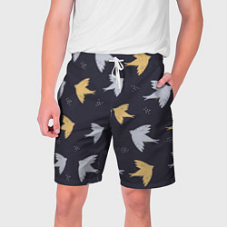 Шорты на шнурке мужские Узор с птицами, цвет: 3D-принт