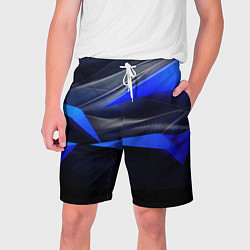 Шорты на шнурке мужские Black and blue abstract background sport style, цвет: 3D-принт